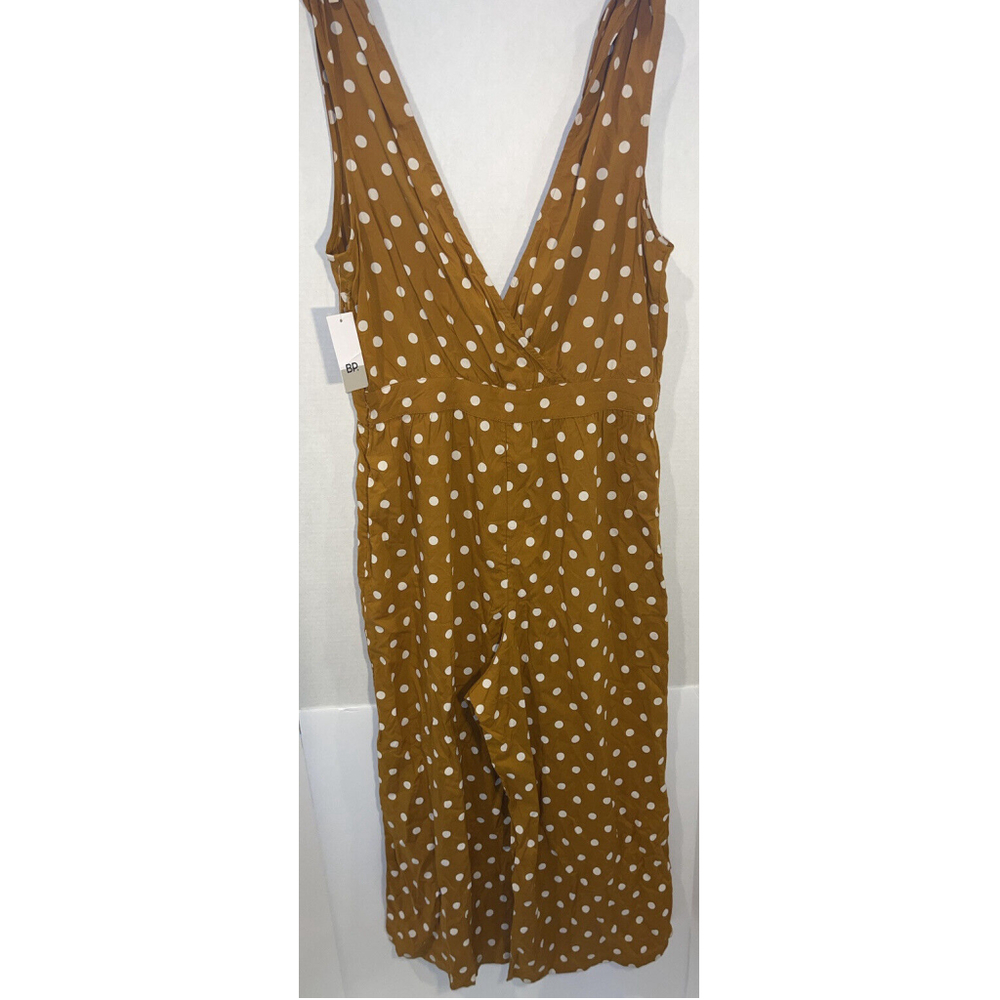 Women’s B.P.  Brown Buckthorn Polka Dot Sleeveless VNeck Romper - Brown - Size S